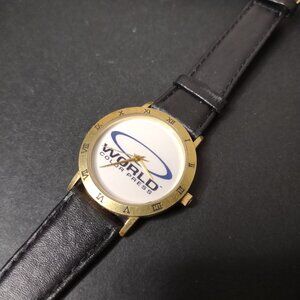 Very Cool World Color Press Watch With Black Leather Band